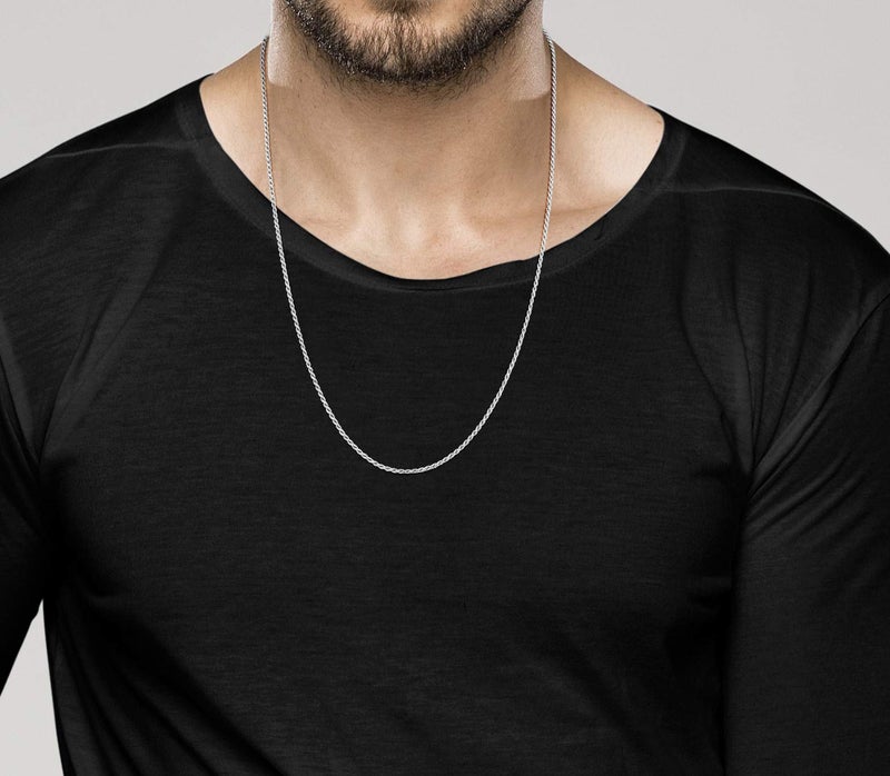 Miabella Solid 925 Sterling Silver Italian 2mm, 3mm Diamond-Cut Braided Rope Chain Necklace for Men Women Made in Italy (2mm, Length 26 Inches) - Image 3
